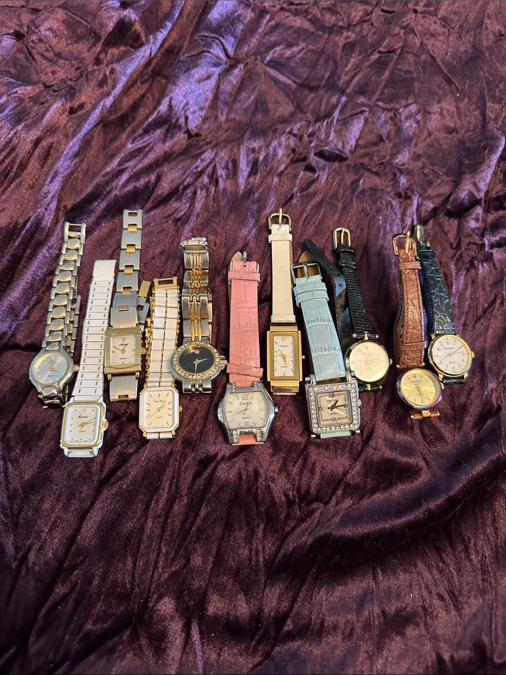 Women's Mixed Strap Fashion Watches - Pink, Blue, Black, Brown, Gold Accents